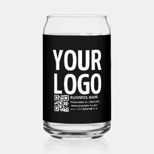 Verre Canette Votre logo avec code QR et texte modifiables