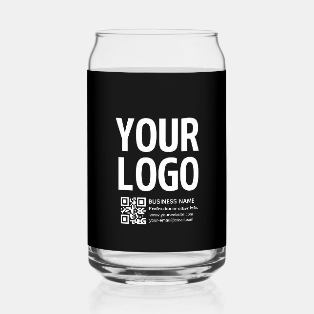 Verre Canette Votre logo avec code QR et texte modifiables  (Recto)