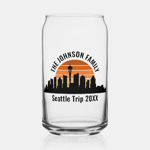 Verre Canette Voyage en famille personnalisé Seattle Skyline Sun