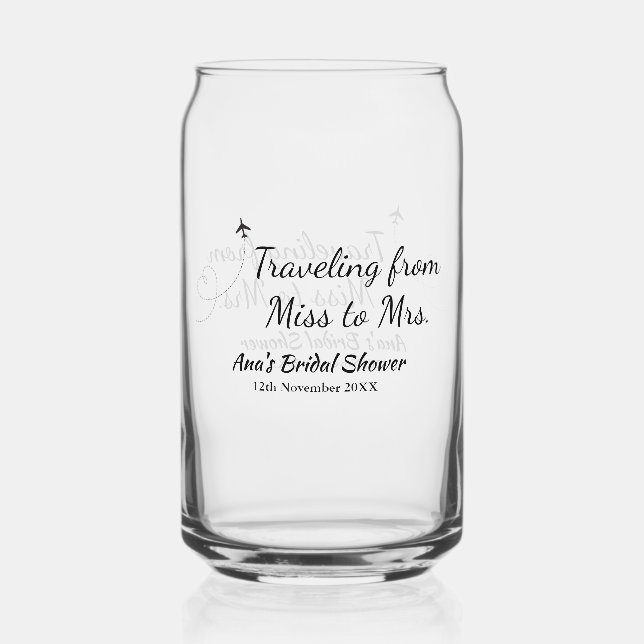 Verre Canette Voyager douche nuptiale ajouter nom date de manque (Recto)