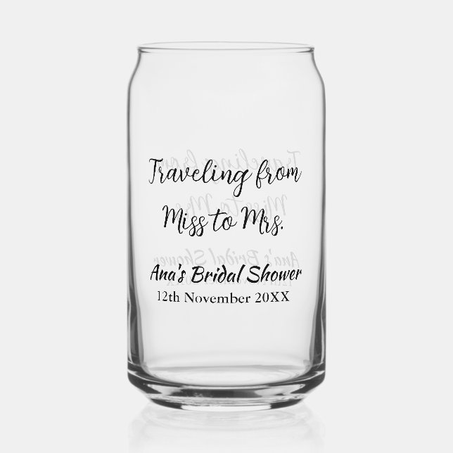 Verre Canette Voyager douche nuptiale ajouter nom date de manque (Recto)