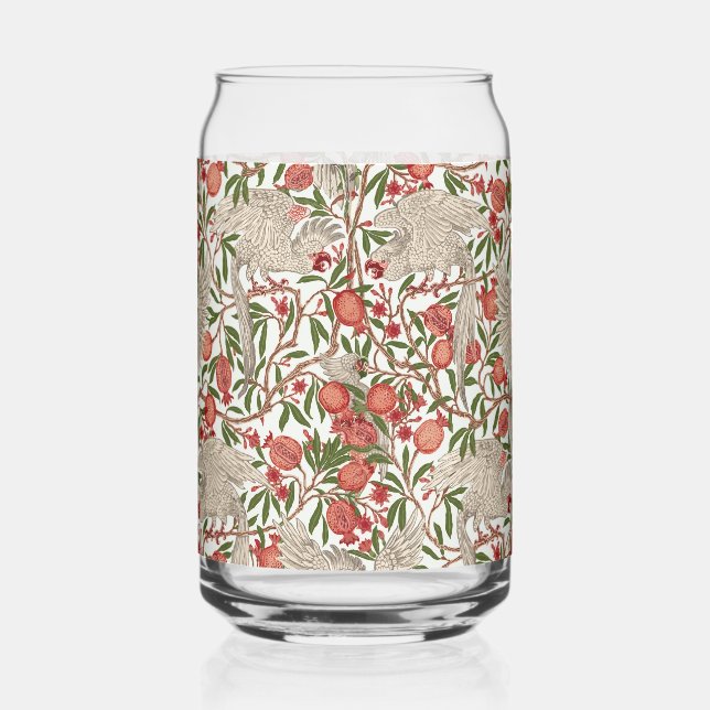 Verre Canette Walter Crane Cacatoès blanc Grenade rouge Art (Recto)