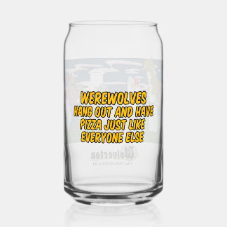 Verre Canette Werewolves Havinf Pizza Glass