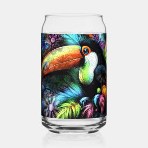 Verre Canette Whimsical Abstrait Toucans Oiseaux Toucans Turquoi