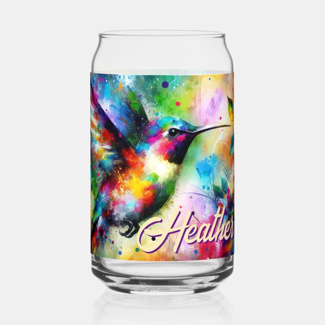 Verre Canette Whimsical Colorful Hummingbird Bird Personnalisé (Recto)