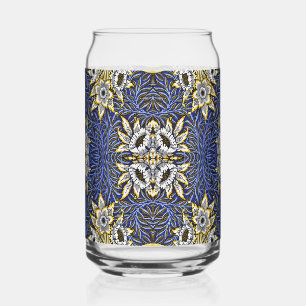 Verre Canette William Morris Blue et Gold Tulip Willow Design