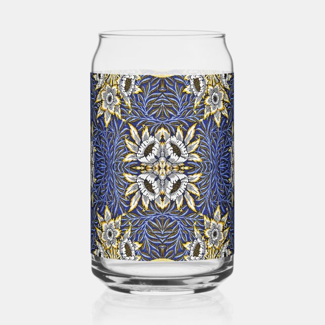 Verre Canette William Morris Blue et Gold Tulip Willow Design (Recto)