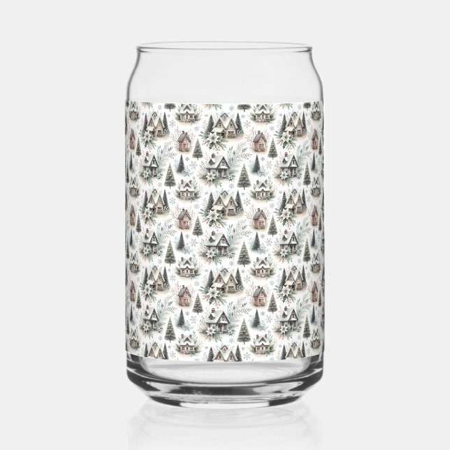 Verre Canette Winter Cottage Snowfall Pattern (Recto)