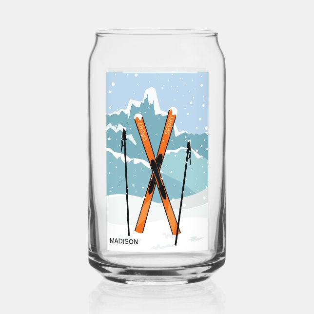 Verre Canette Winter Ski nom personnalisé (Verso)