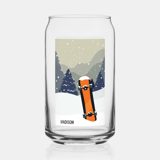 Verre Canette Winter Snowboard nom personnalisé (Recto)