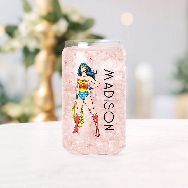 Verre Canette Wonder Woman debout | Ajouter Votre Nom (Insitu (Mariage))