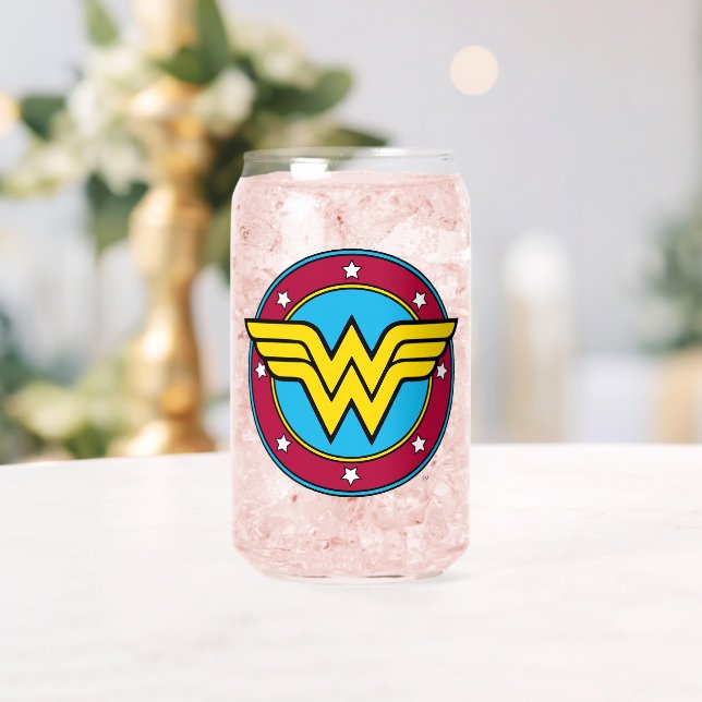 Verre Canette Wonder Woman | Logo Cercle & Etoiles (Insitu (Mariage))