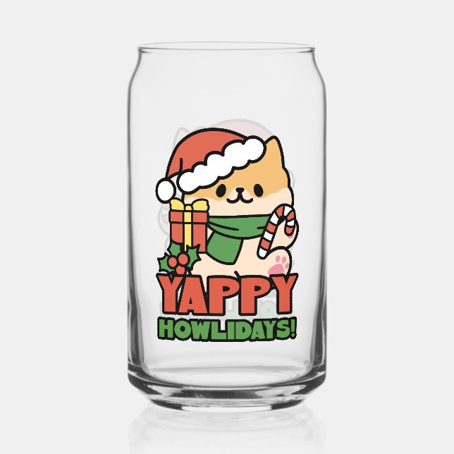 Verre Canette Yappy Howlidays - Jote Christmas Dog Cartoon (Recto)