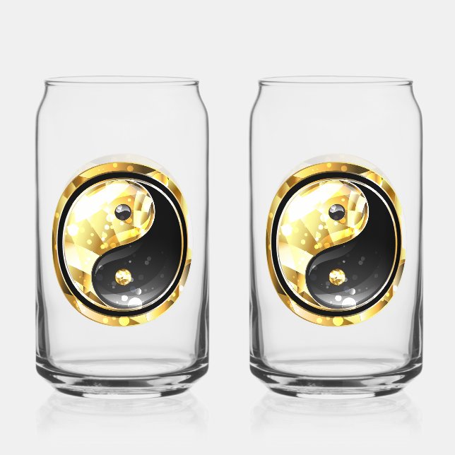 Verre Canette Yin Yang or sur noir (Recto)