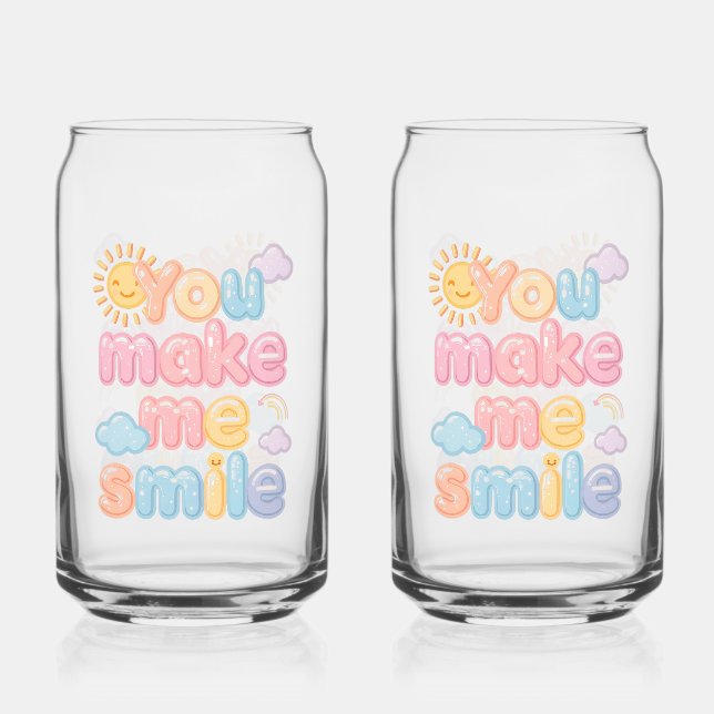 Verre Canette "You Make Me Smile" with Sun and Clouds (Recto)