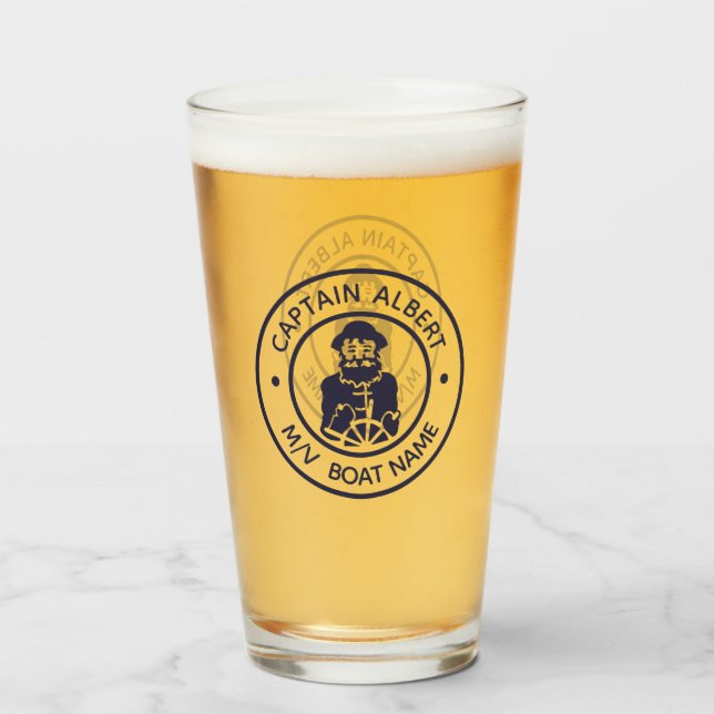 Verre Capitaine Votre Nom Vieux Scruff Emblem Tumbler Gl (Devant (rempli))