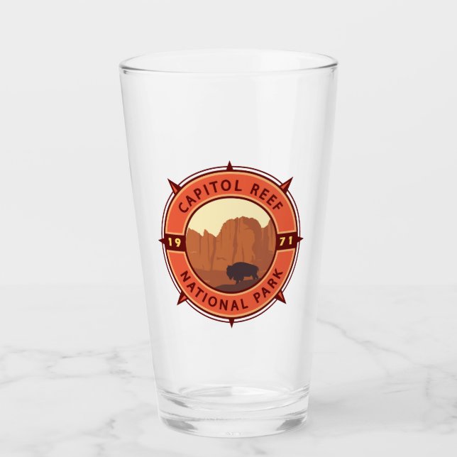 Verre Capitol Reef National Park Bison Retro Compass (Devant)