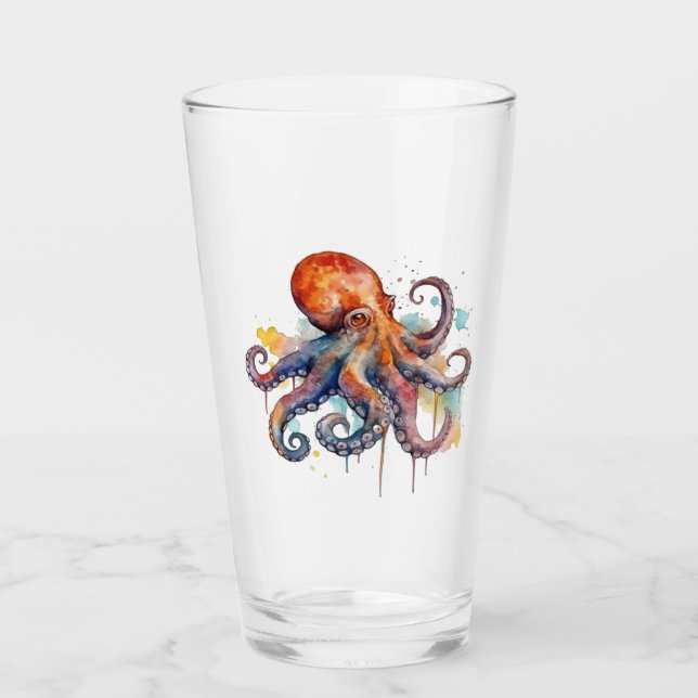 Verre Caprices d'Océan : Pieuvre Colorée (Devant)