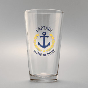 Verre Captain Boat Name Nautical Anchor Gold Laurel Star