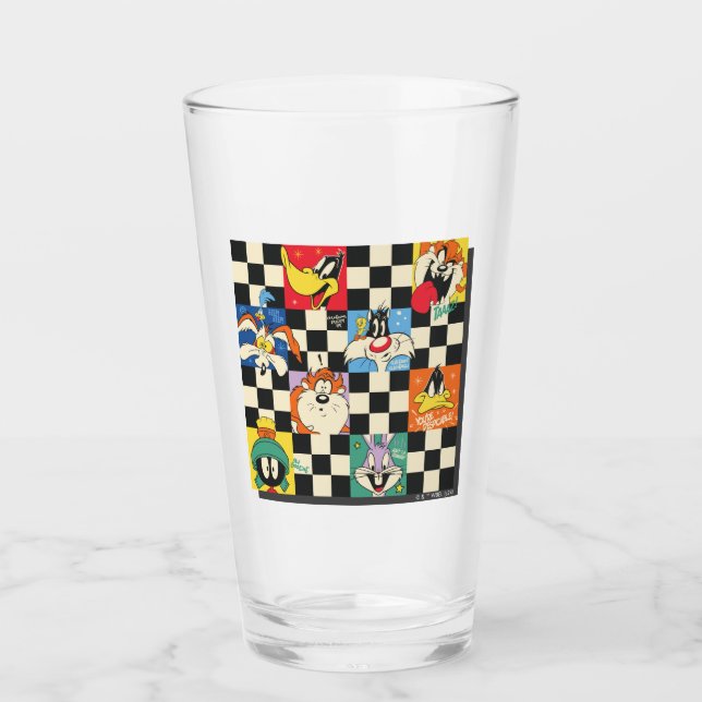 Verre Caractères LOONEY TUNES™ sur Checker noir et blanc (Devant)