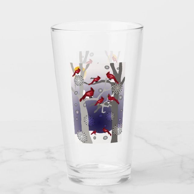 Verre Cardinal Dans La Neige (Devant)