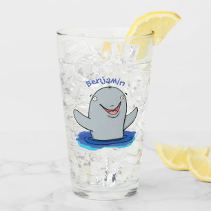 Verre Caricature adorable de marsouin