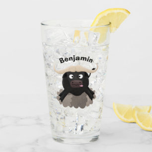 Verre Caricature amusante de buffle d'eau courante