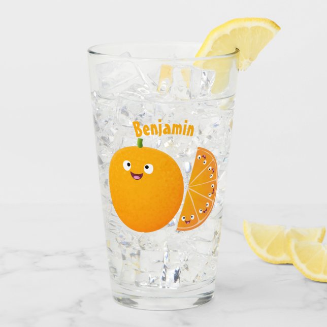 Verre Caricature d'agrumes d'orange (Dos glace)