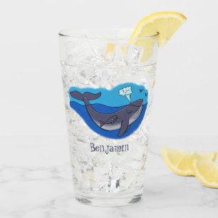 Verre Caricature de baleine mignonne et de baleine de ve