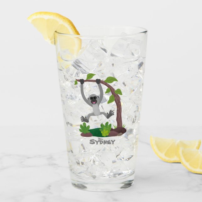 Verre Caricature de bande de gibbon joyeux (Devant glace)