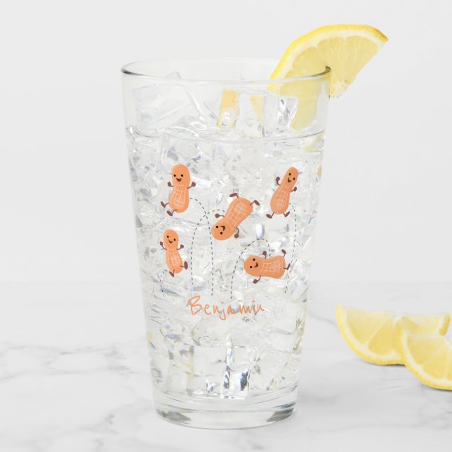 Verre Caricature de cacahuètes joyeux sautillant (Dos glace)