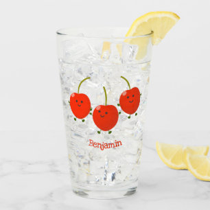 Verre Caricature de cerises rouges à sauter mûr