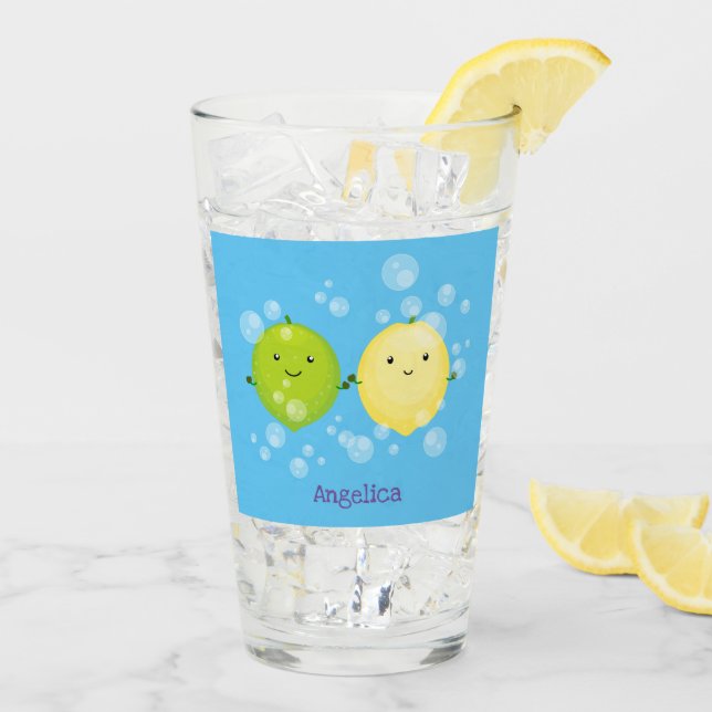 Verre Caricature de chaux de citron joyeux (Dos glace)