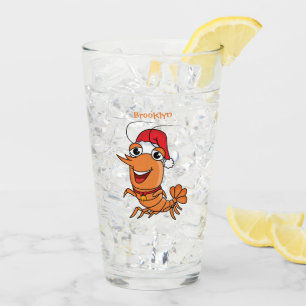 Verre Caricature de crevettes de Noël joyeux