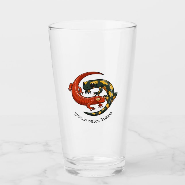 Verre Caricature de deux amis de la salamandre souriante (Devant)