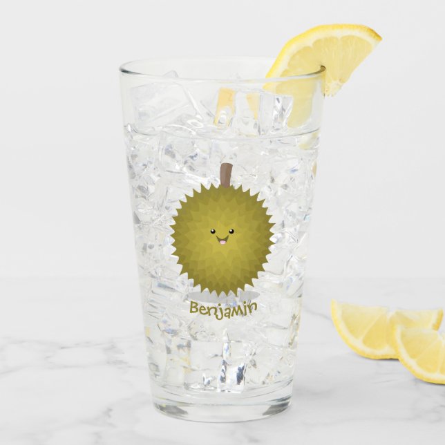Verre Caricature de durian joyeux (Dos glace)