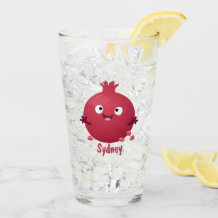 Verre Caricature de fruits à la grenade joyeux