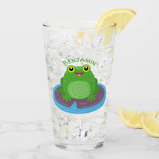 Verre Caricature de grenouille verte mignonne (Dos glace)