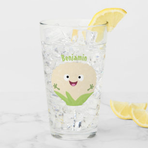 Verre Caricature de légume de chou-fleur joyeux