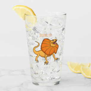 Verre Caricature de lézard à col frisé orange
