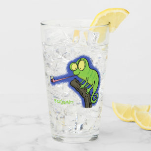 Verre Caricature de lézard de caméléon vert joyeux
