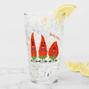 Verre Caricature de piments chantants mignons