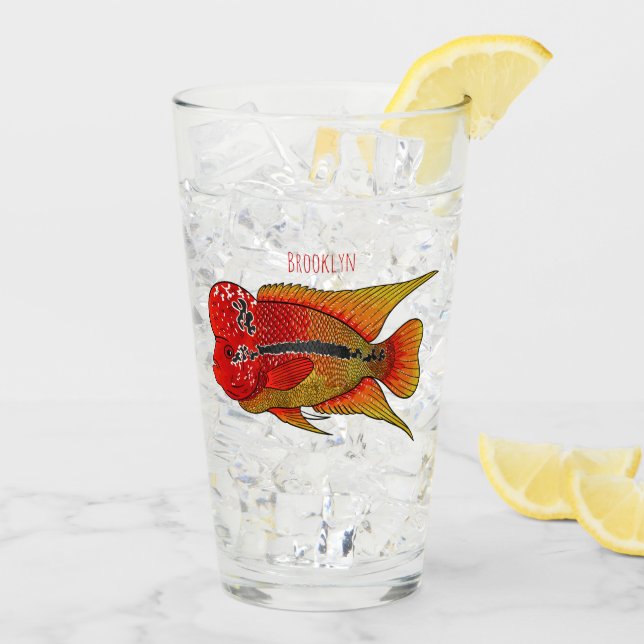 Verre Caricature de poisson cichlide à fleur (Dos glace)