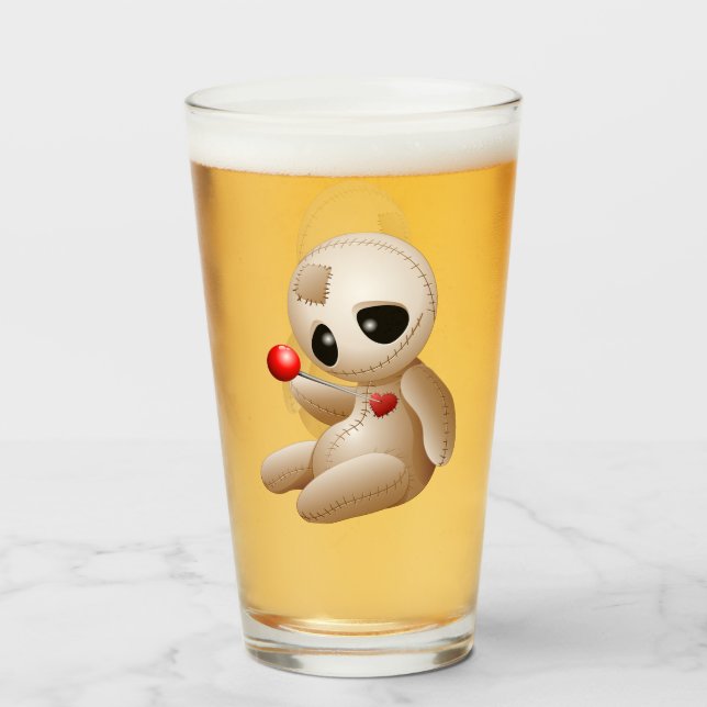Verre Caricature de poupée vaudou en amour (Devant (rempli))
