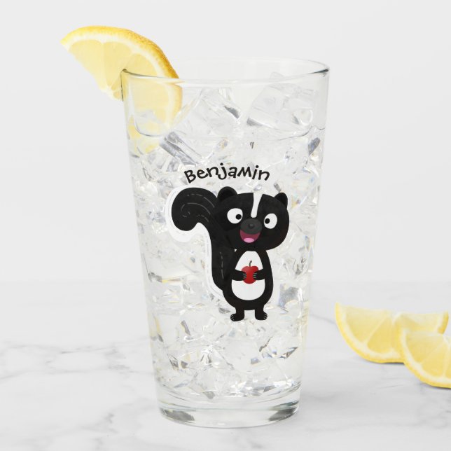 Verre Caricature de skunk jote happy (Devant glace)