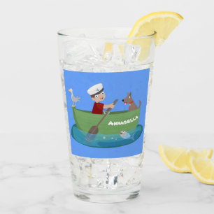 Verre Caricature de voilier et de canot à rames garçon m