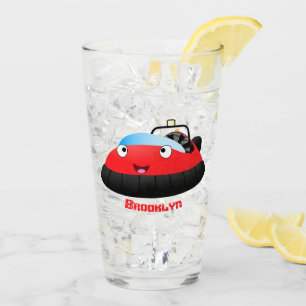 Verre Caricature d'hovercraft rouge joyeux