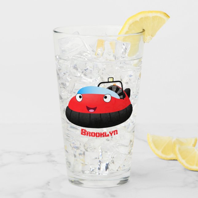 Verre Caricature d'hovercraft rouge joyeux (Dos glace)