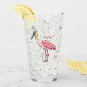 Verre Caricature d'oiseau de spatule de rose