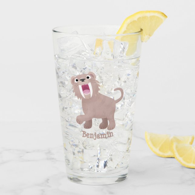 Verre Caricature du tigre mignon Saber Toothed Smilodon (Dos glace)